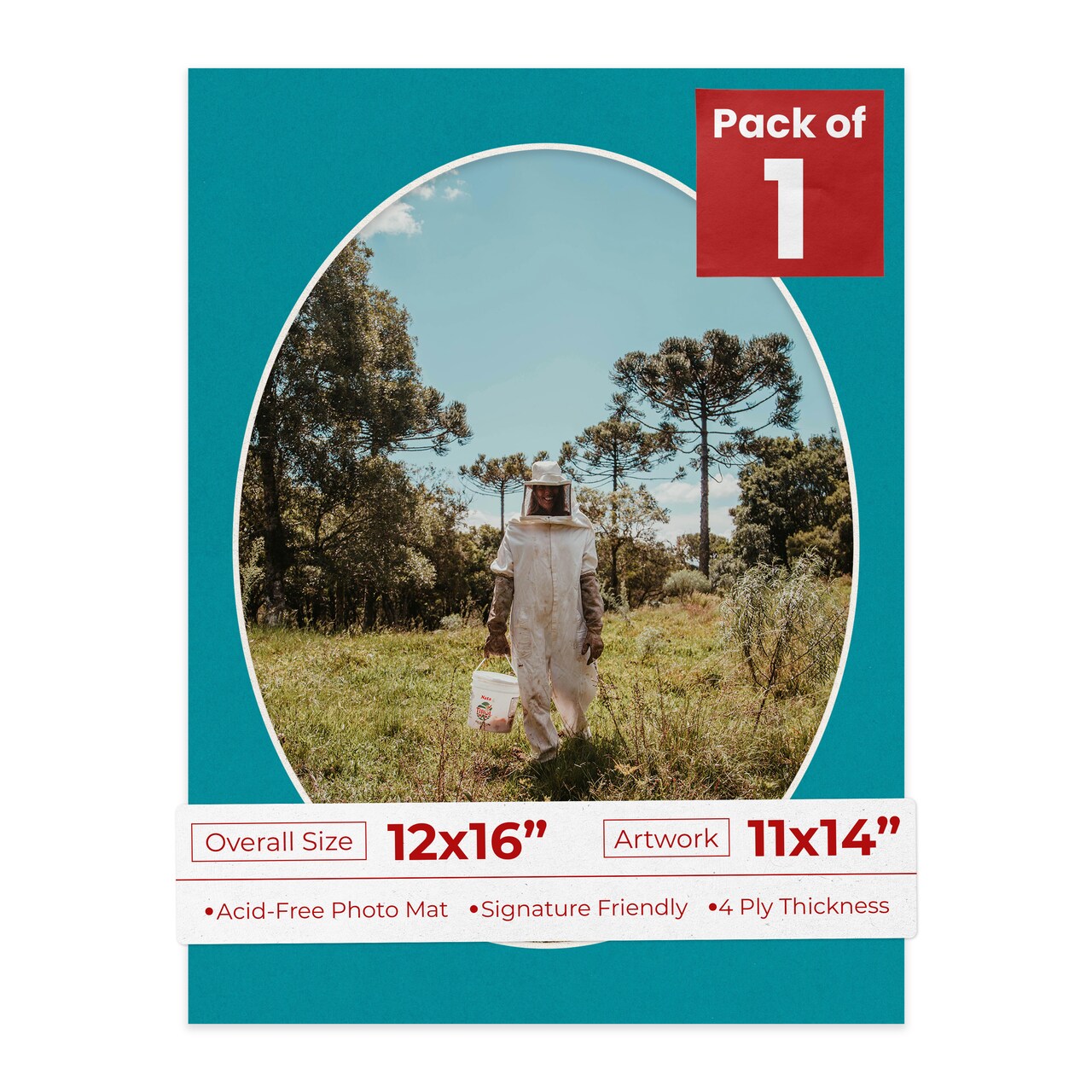 Reef Blue Mat Board for 12x16 Frames - Oval Opening for 11x14 Photos